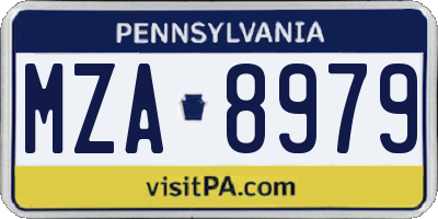 PA license plate MZA8979