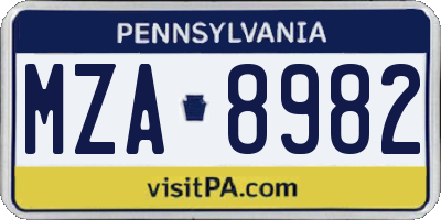 PA license plate MZA8982