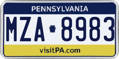 PA license plate MZA8983