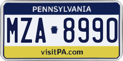 PA license plate MZA8990
