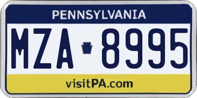 PA license plate MZA8995
