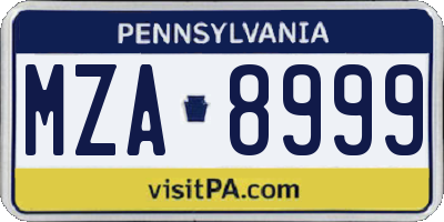PA license plate MZA8999
