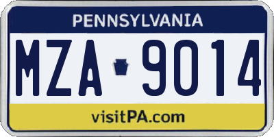 PA license plate MZA9014