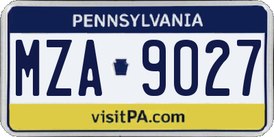 PA license plate MZA9027