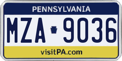PA license plate MZA9036