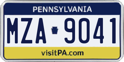 PA license plate MZA9041
