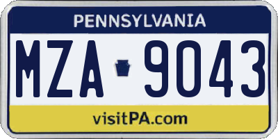 PA license plate MZA9043