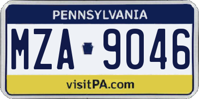 PA license plate MZA9046
