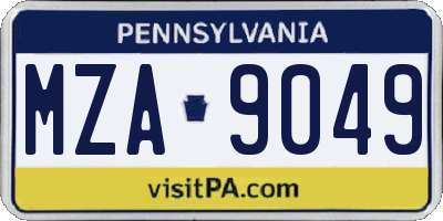 PA license plate MZA9049