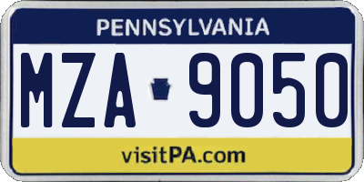 PA license plate MZA9050