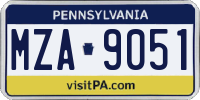 PA license plate MZA9051