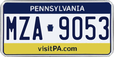 PA license plate MZA9053