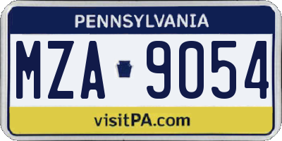 PA license plate MZA9054