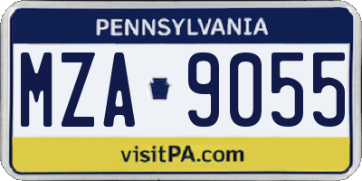 PA license plate MZA9055