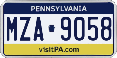 PA license plate MZA9058