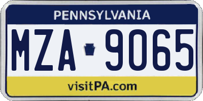 PA license plate MZA9065