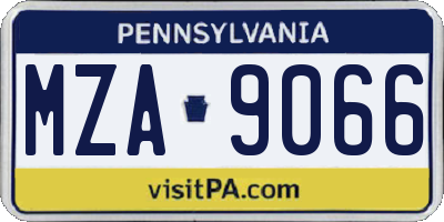 PA license plate MZA9066