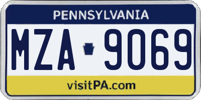 PA license plate MZA9069