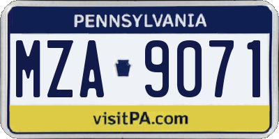 PA license plate MZA9071