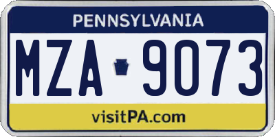 PA license plate MZA9073