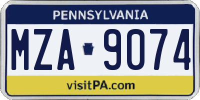 PA license plate MZA9074
