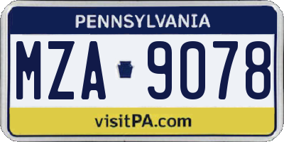 PA license plate MZA9078