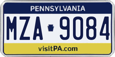 PA license plate MZA9084