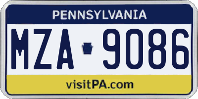 PA license plate MZA9086
