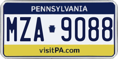 PA license plate MZA9088