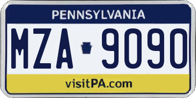 PA license plate MZA9090