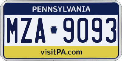 PA license plate MZA9093