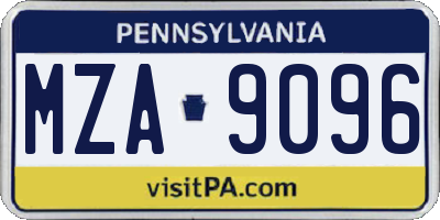 PA license plate MZA9096