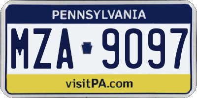 PA license plate MZA9097