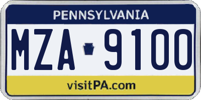 PA license plate MZA9100