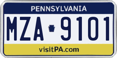 PA license plate MZA9101