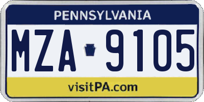 PA license plate MZA9105