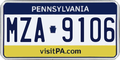 PA license plate MZA9106