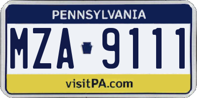 PA license plate MZA9111