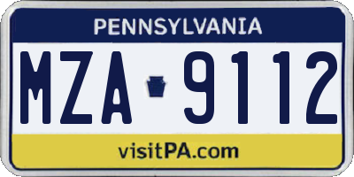 PA license plate MZA9112
