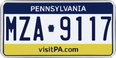 PA license plate MZA9117