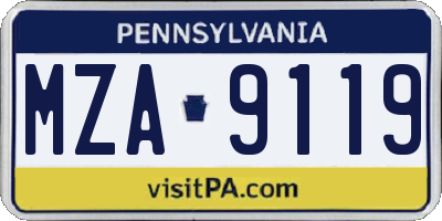 PA license plate MZA9119
