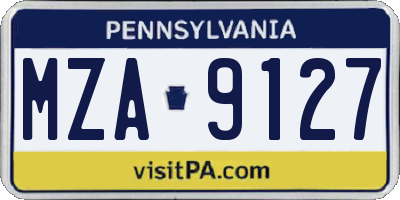 PA license plate MZA9127