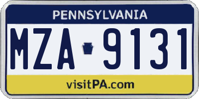 PA license plate MZA9131