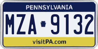 PA license plate MZA9132