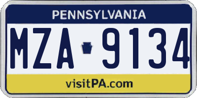PA license plate MZA9134