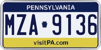 PA license plate MZA9136