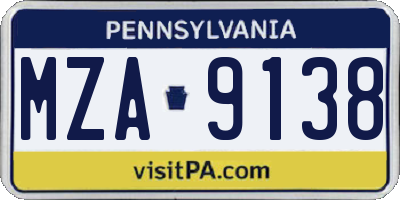 PA license plate MZA9138