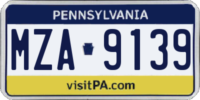 PA license plate MZA9139