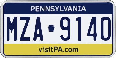 PA license plate MZA9140