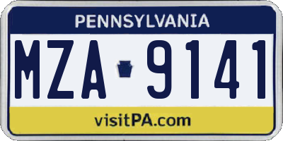 PA license plate MZA9141